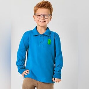 HARIBO - Unisex Royal Blue Collared Long Sleeve Button Front Polo  4T.       NWT
